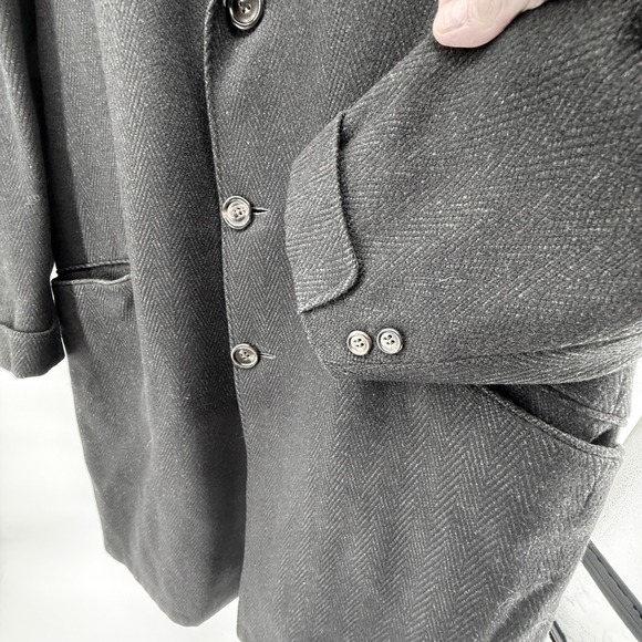 VTG Crombie Tweed Overcoat 48 Men's Blk Heavy Wool Overcoat *read* - Picture 5 of 16